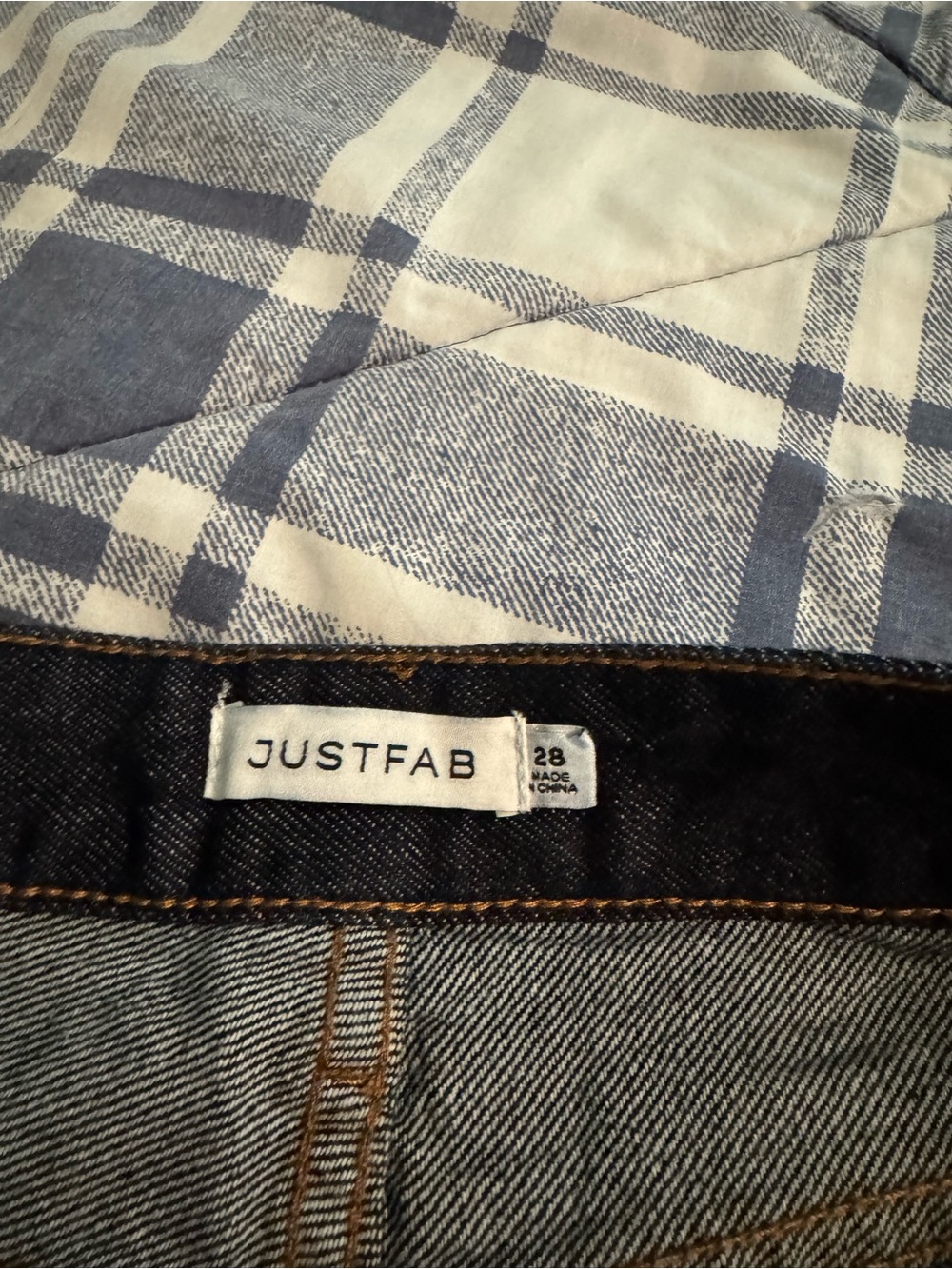 JustFab Dark Blue Denim Jeans with Contrast Stitching - Picture 3 of 4